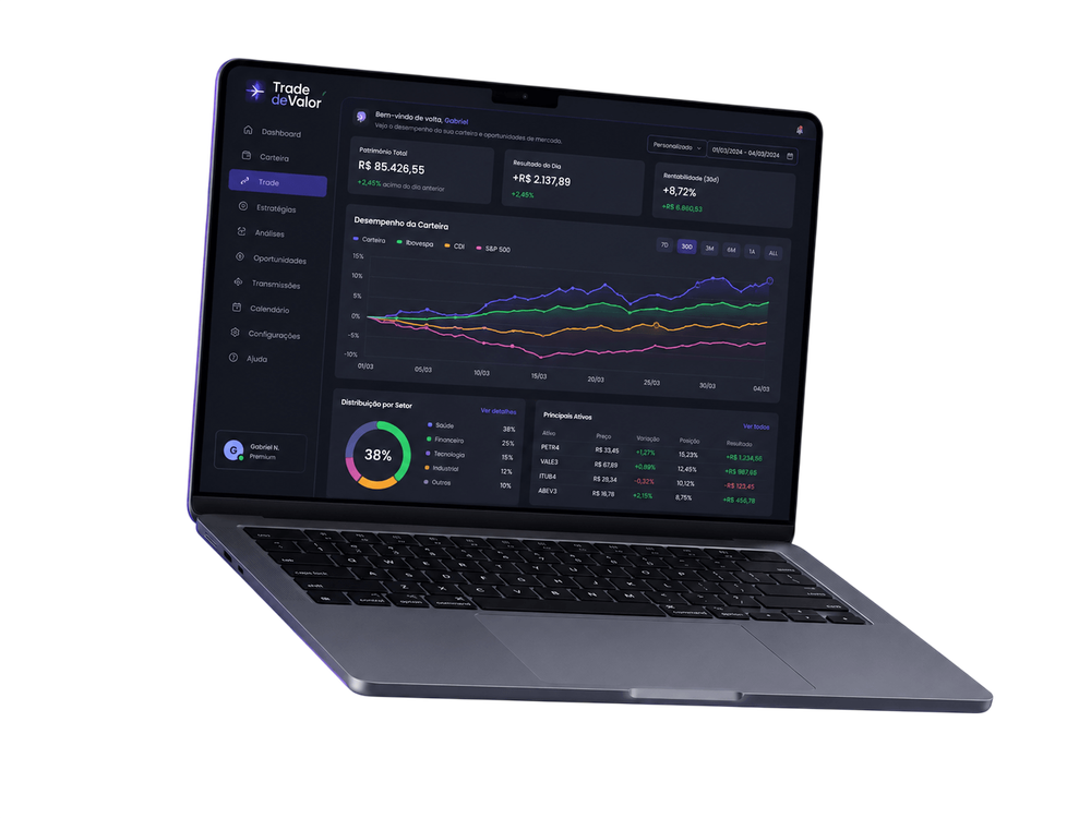 Plataforma Trade de Valor no notebook